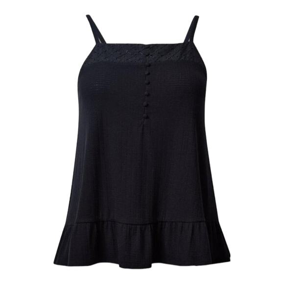 Torrid NWT Texture Knit Woven Eyelet Square Neck Swing Tank Black Size 0X (L/12) - Picture 4 of 7